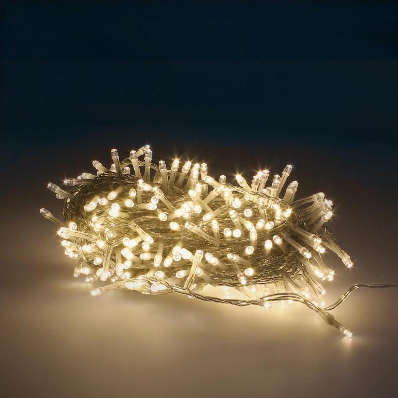 Guinalda luces navidad 300 leds color blanco calido. luz navidad interiores y exteriores ip44. cable transparente.