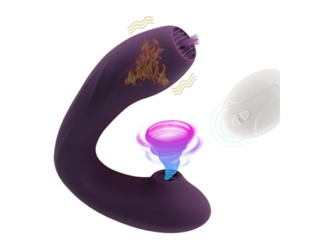 Vibrador de succión para lamer la lengua con control remoto inalámbrico portátil para mujeres (púrpura) VEANXIN