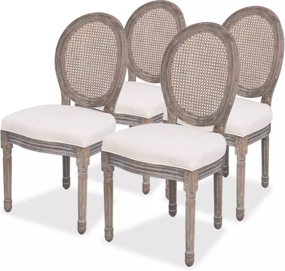 Conjunto 4 Sillas de Comedor VIDAXL 244090 Tejido Beige