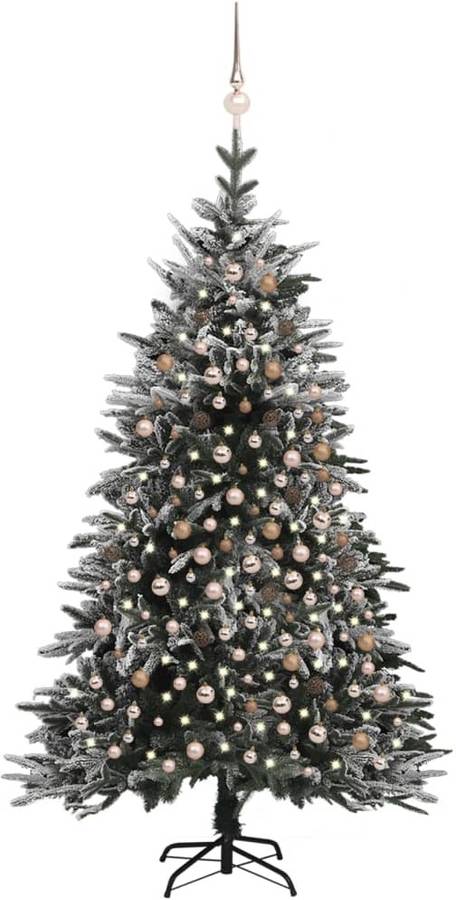 Árbol De Navidad con led y nieve flocada 240 cm pvc pe vidaxl luces verde 15x21