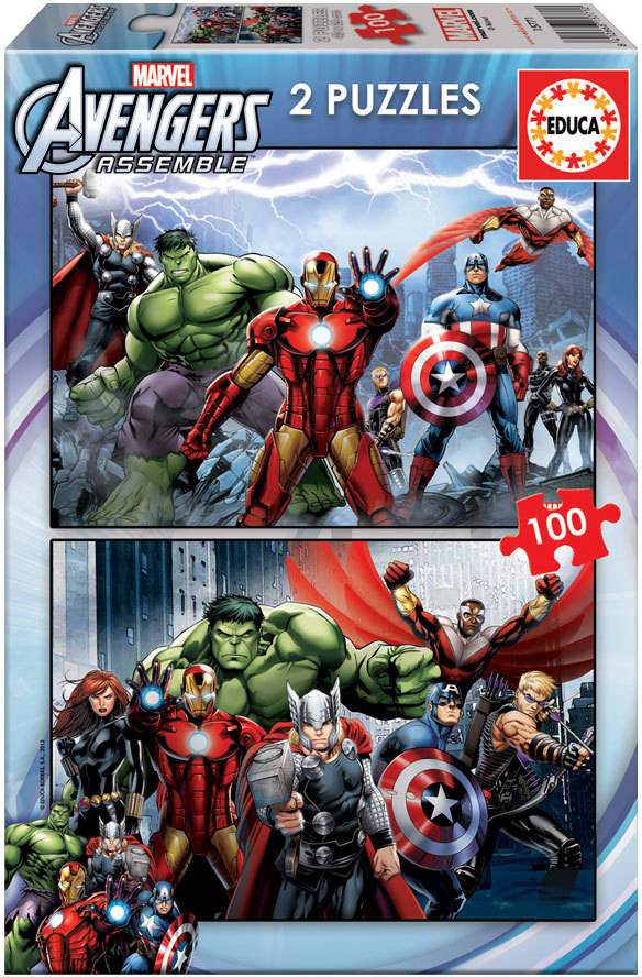 Puzzle EDUCA 2x Puzzle 100 Avengers (Edad Mínima: 3 Años - 200 Piezas)