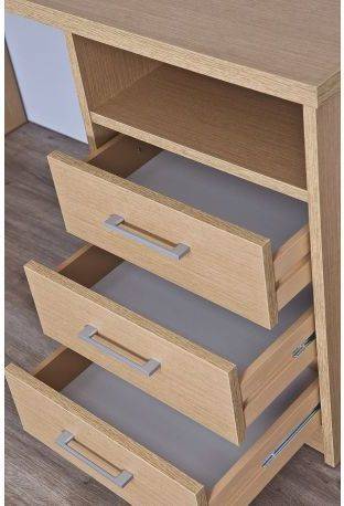 Topkit Mesa De escritorio valencia 4040 ordenador grande con cajones estudio roble 73 x 140 50