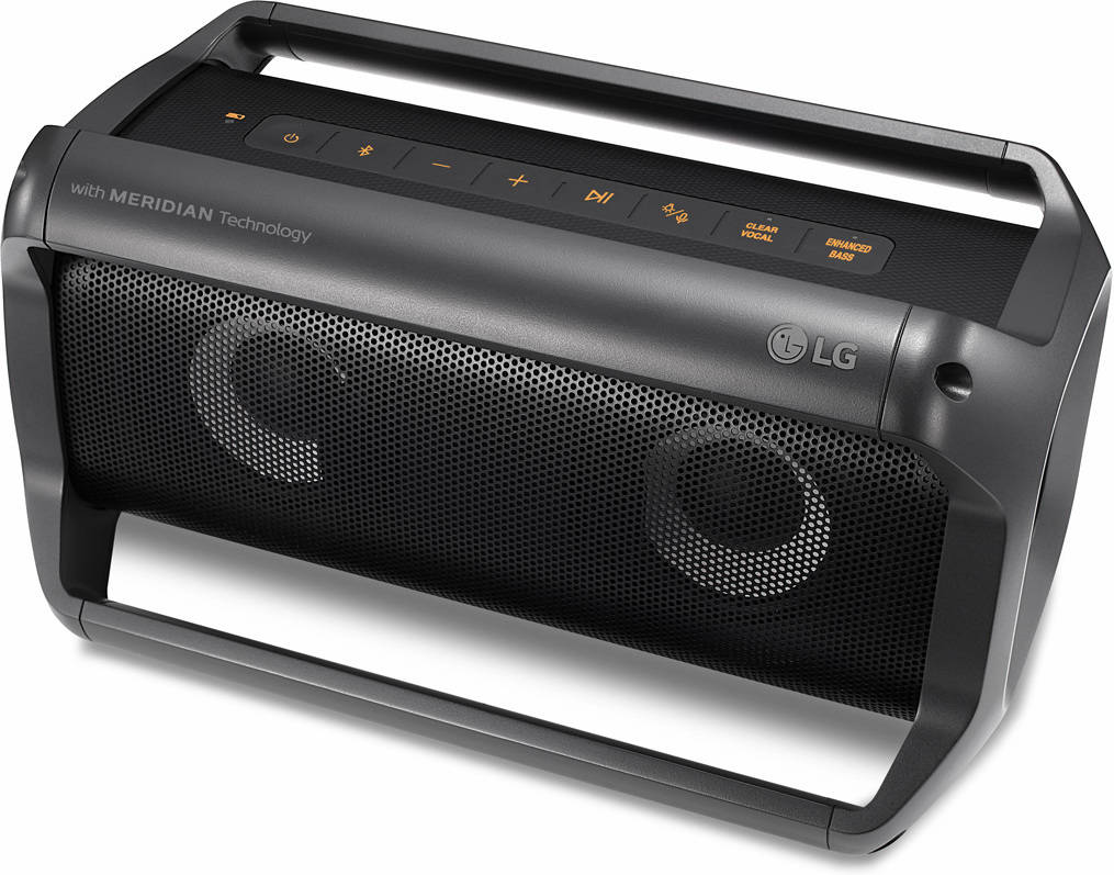 Altavoz Lg Xboom pk5 bluetooth 20w 4.0 ipx5 resistente salpicaduras inalámbrico 20 voz google now autonomía 15 negro alcance 10 12 aptx hd 15h