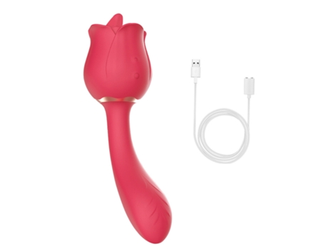 Vibrador de masaje para lamer la lengua rosa 2 en 1 para mujeres (rojo) VEANXIN