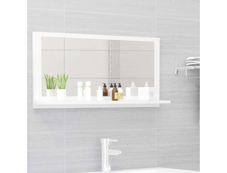 MAISON EXCLUSIVE - Espejo de baño madera contrachapada blanco brillo 80x10,5x37 cm