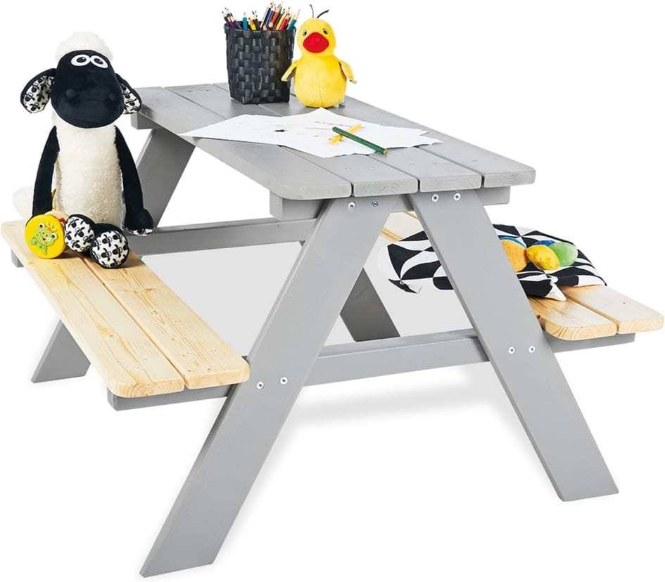 Pinolino 201614 Juego de asiento infantil nicki for 4 gris mesa picnic für 427752 90x79x50 cm madera