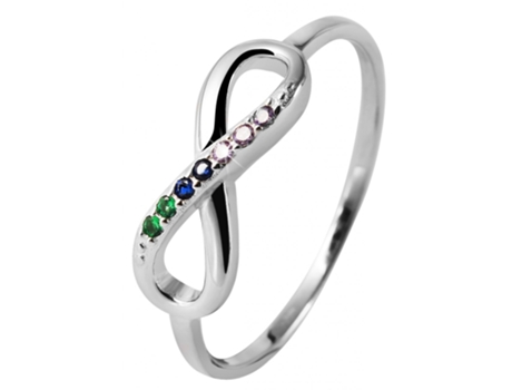 Anillo Infinito en Plata de Ley 925 Kitam con Acabado en Circonias Multicoloridas Talla 60