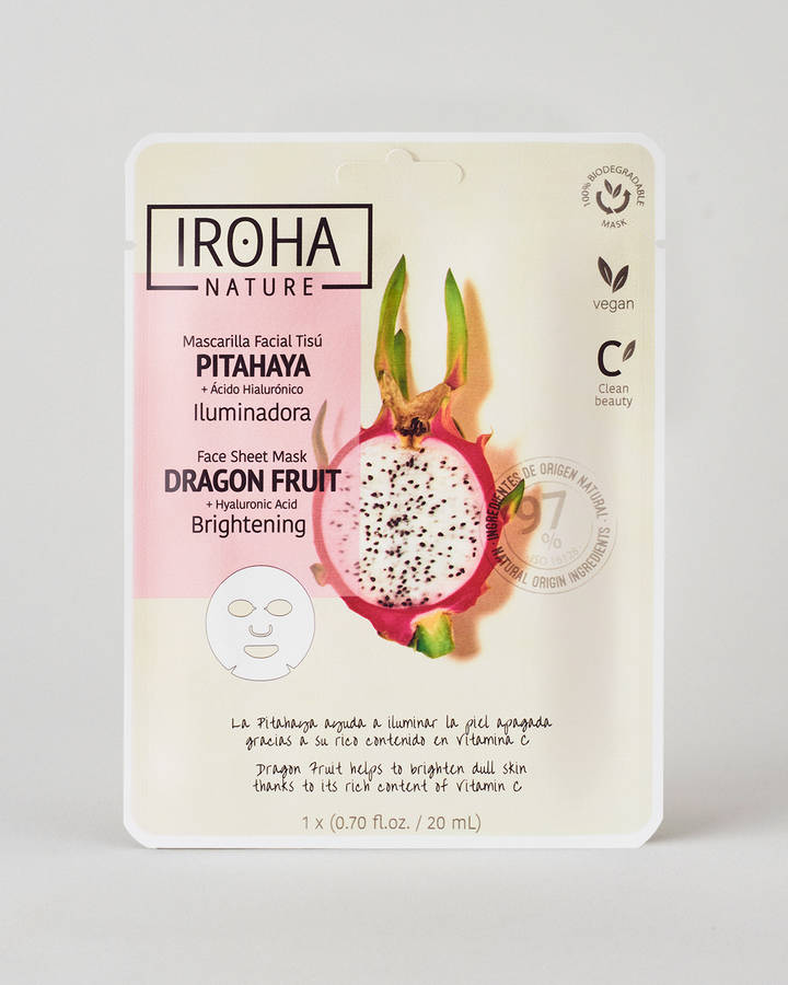 Mascarilla Facial IROHA NATURE Tisú Iluminadora Con Pitahaya (20ml)