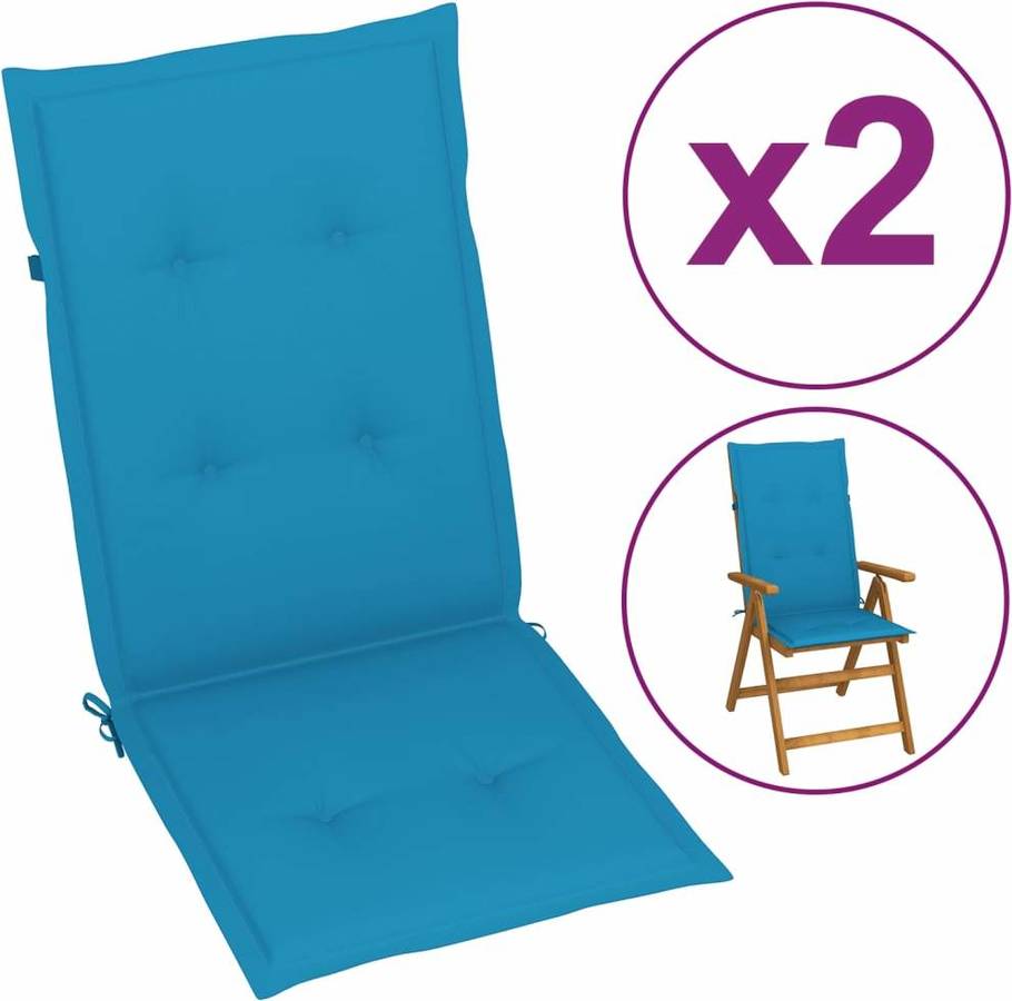 Cojines Para Sillas de vidaxl 2 unidades azules 120x50x3 cm 120x50x4 120 50 4