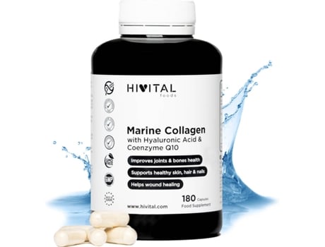 Complemento Alimentar Hivital marinho hialurônico 180 con coenzima q10 vitamina y zinc suministro para 3 meses que mantienen articulaciones huesos piel