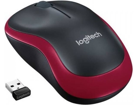 Ratón LOGITECH M185 (Inalámbrico - Rojo)