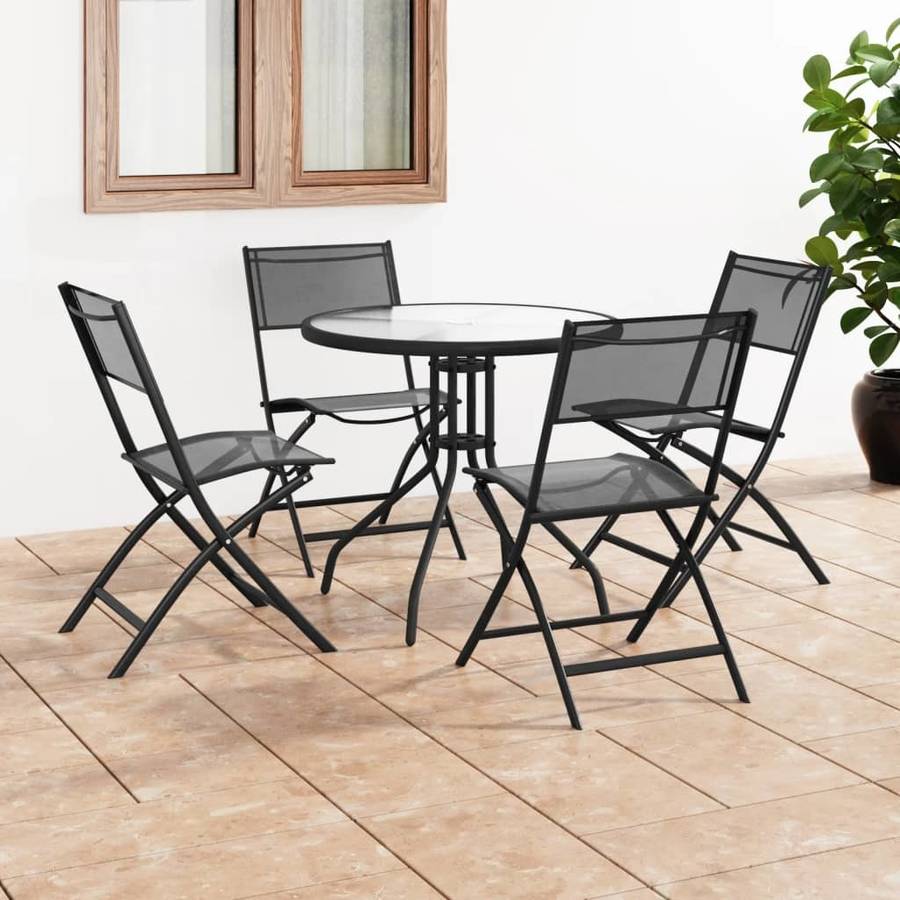 Juego de Comedor para Exteriores VIDAXL (Antracita- Acero- 80 x 71 cm; 45 x 54 x 86 cm)