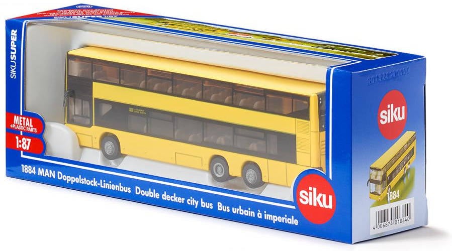 Siku 1884 De dos pisos man goma 187 metalplástico amarillo autocarro 2