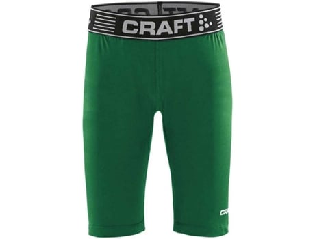 Pantalones Ajustados para Hombre CRAFT Malla Corta Pro Control Compression Verde para Fútbol (134 - 140 cm)