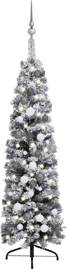 Árbol De Navidad estrecho con led y nieve verde 120 cm vidaxl luces 38x12