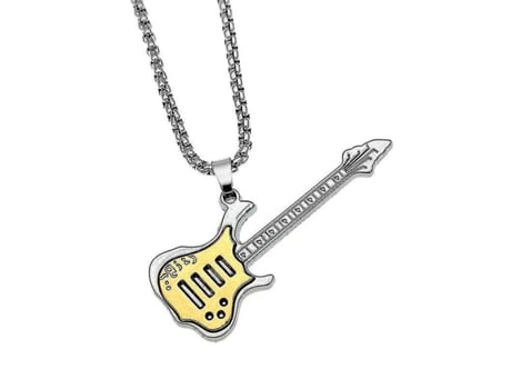 Collar de guitarra instrumento musical punk suéter colgante de bajo acero inoxidable