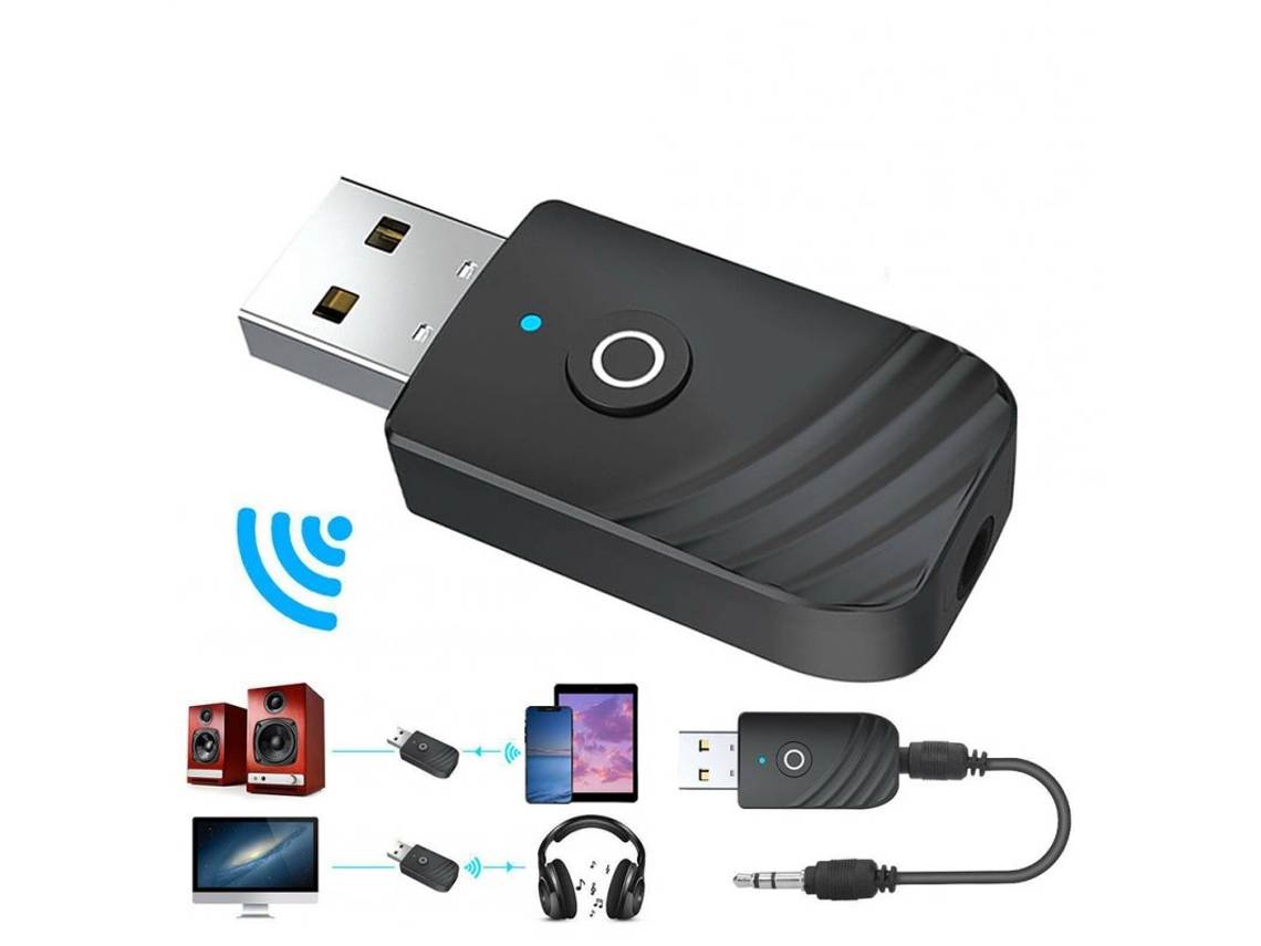 Adaptador Bluetooth inalámbrico 2 en 1, transmisor USB 5,0 para ordenador,  TV, portátil, altavoz, adaptador