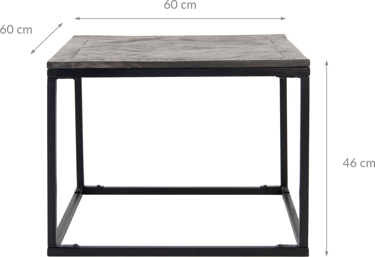 Mesa de Apoyo WOMO-DESIGN Parquet (Gris y Negro - Madera - 60x60x46 cm)