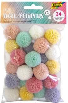 24 Pompons de Lana Pastel FOLIA (3cm)