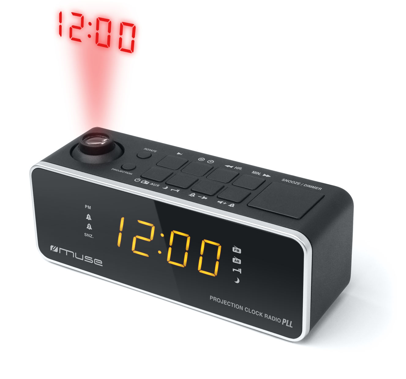 Radio Despertador MUSE M-188 P (Negro - Digital - FM/MW - Corriente - Alarma Doble - Función Snooze)