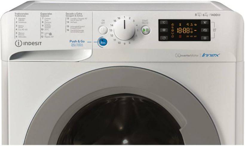 Lavasecadora INDESIT BDE 861483X WS SPT N (6/8 kg - 1400 rpm - Blanco)