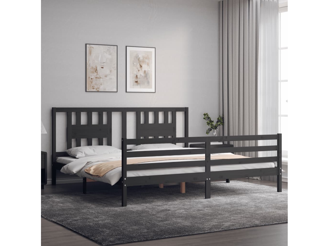 Maison Exclusive Estructura cama metal con cabecero y estribo blanco  200x200 cm