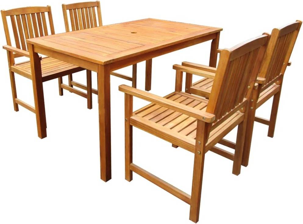 Conjunto de cenar para Exterior VIDAXL Madera acacia maciza Marrón claro (5 piezas)