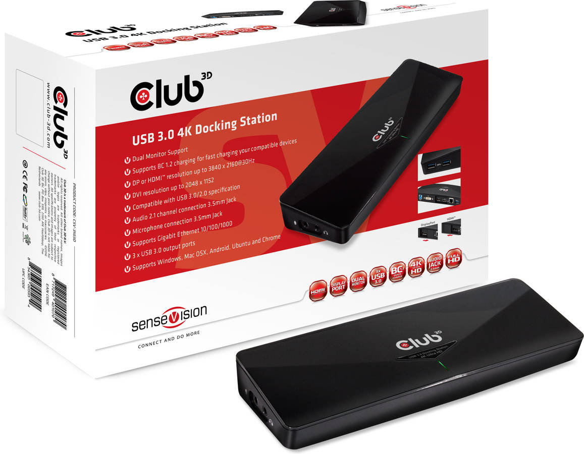 Docking Station CLUB3D SenseVision USB 3.0 4K UHD