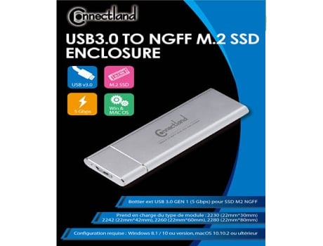 Caja externa para Disco Duro usb 3.0 ssd - s-ata m.2 Connectland