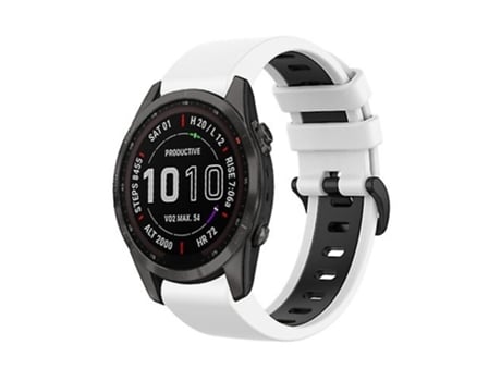 Correa Para Garmin Fenix 7S Solar Sapphire 22mm Correa De Reloj Deportivo De Silicona Bicolor Blanco-Negro VENISYMLIS