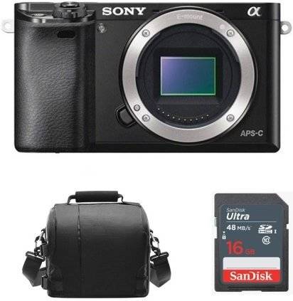 Kit Cámara Mirrorless SONY A6000 + Funda + SD 16GB