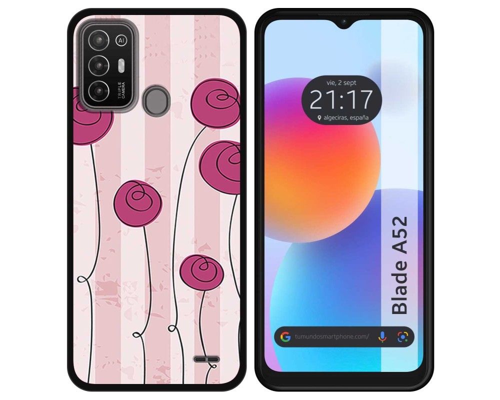 Carcasa ZTE Blade A52 TUMUNDOSMARTPHONE Dibujos Flores Vintage Multicolor