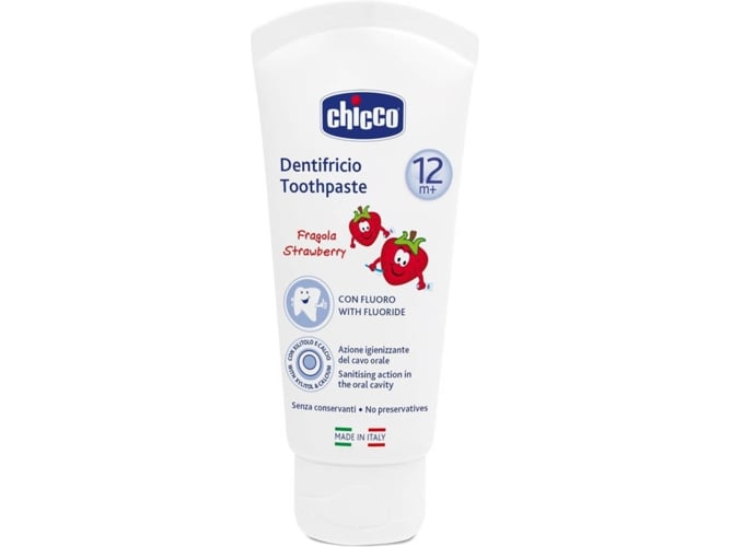 Pasta De Dientes chicco 50 ml fresa para sensible baja xilitol sin conservantes ayuda prevenir caries y eliminar placa – niños +1