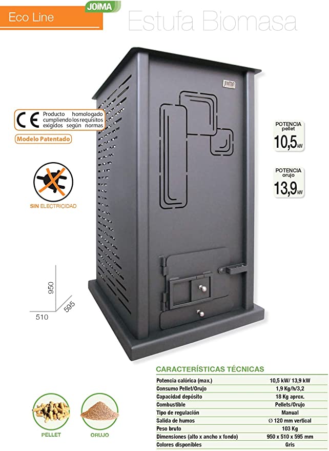 Estufa Biomasa Pelletorujo joima eco line 10 kw