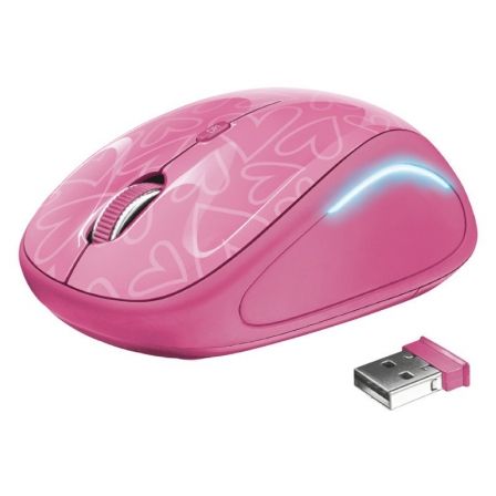 Ratón TRUST Yvi FX (Inalámbrico - Óptico - 1600 dpi - Rosa)