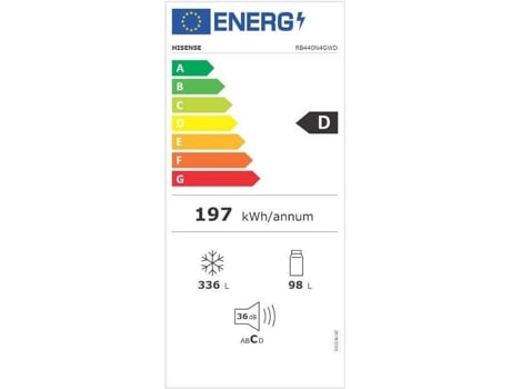 Frigorífico Combi HISENSE RB440N4GWD (No Frost - 200 cm - 619 L - Cristal  Blanco)