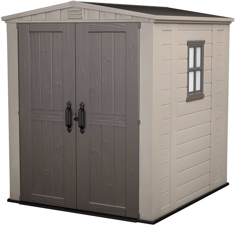 Keter Factor 6x6 caseta de exterior con escuadra incluida y beige resina 211249 csuelo 178x195x208cm. 17197898