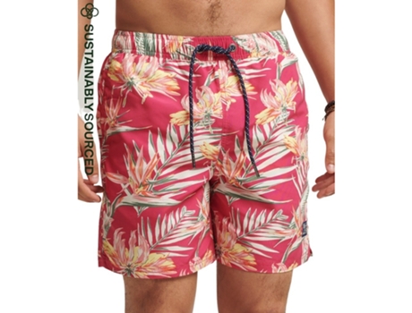 Pantalones Cortos de Baño para Hombre de Playa SUPERDRY (L - Poliéster - Rosa)