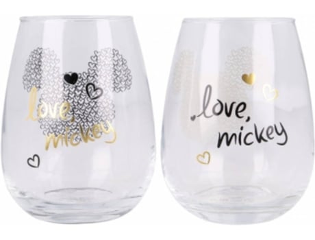 Set 2 Vasos disney mickey mouse juego de agua piezas cristal con grabado para licores y zumo 510