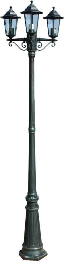 Farola Para El de 215 cm preston vidaxl con 3 aluminio verde oscura luz patio 60w