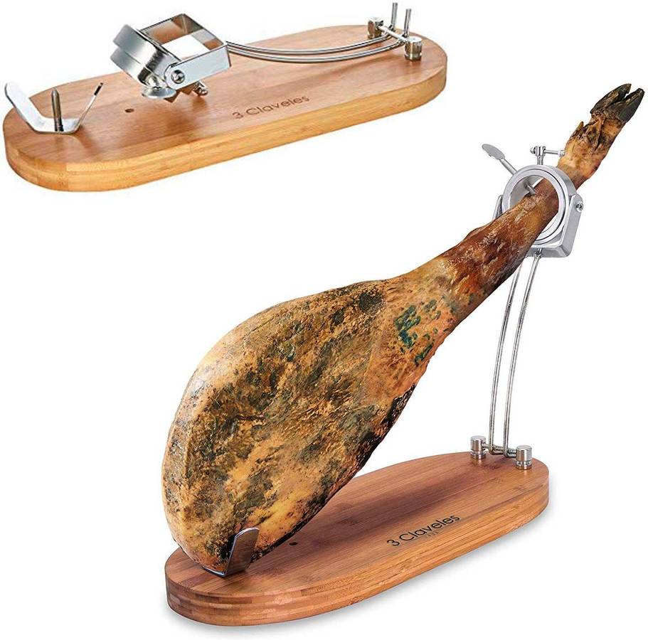 Soporte Jamonero 3 CLAVELES (Bambú - 47x18.5 cm)