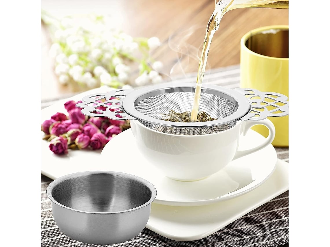 Colador de infusor de bolas de té de malla de acero inoxidable de 2.5  pulgadas con hojas sueltas redondas reutilizables