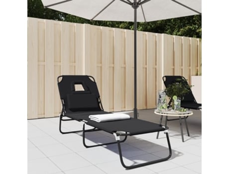 MAISON EXCLUSIVE Tumbona plegable acero recubrimiento en polvo tela Oxford negro