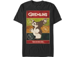 Camiseta Unisexo DEEPSTONE There Are Three Rules Gremlins Negro (S)