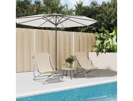 MAISON EXCLUSIVE - Silla de playa plegable 2 uds acero recubierto textilene crema