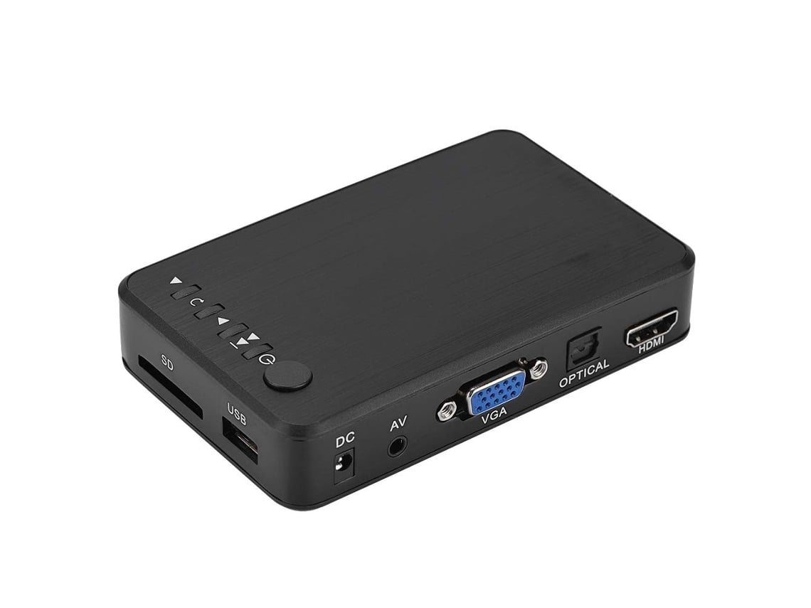 Reproductor multimedia, 1080P HD HDMI Audio Video Reproductor multimedia  Compatible con USB, tarjeta SD, disco duro con control remoto IR,  110V-240V.(UE)