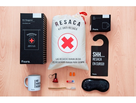 Kit de resaca en español Kit de regalo para bodas, cumpleños y fiestas Kit de supervivencia unisex Regalo gracioso para amigos 8 productos FISURA