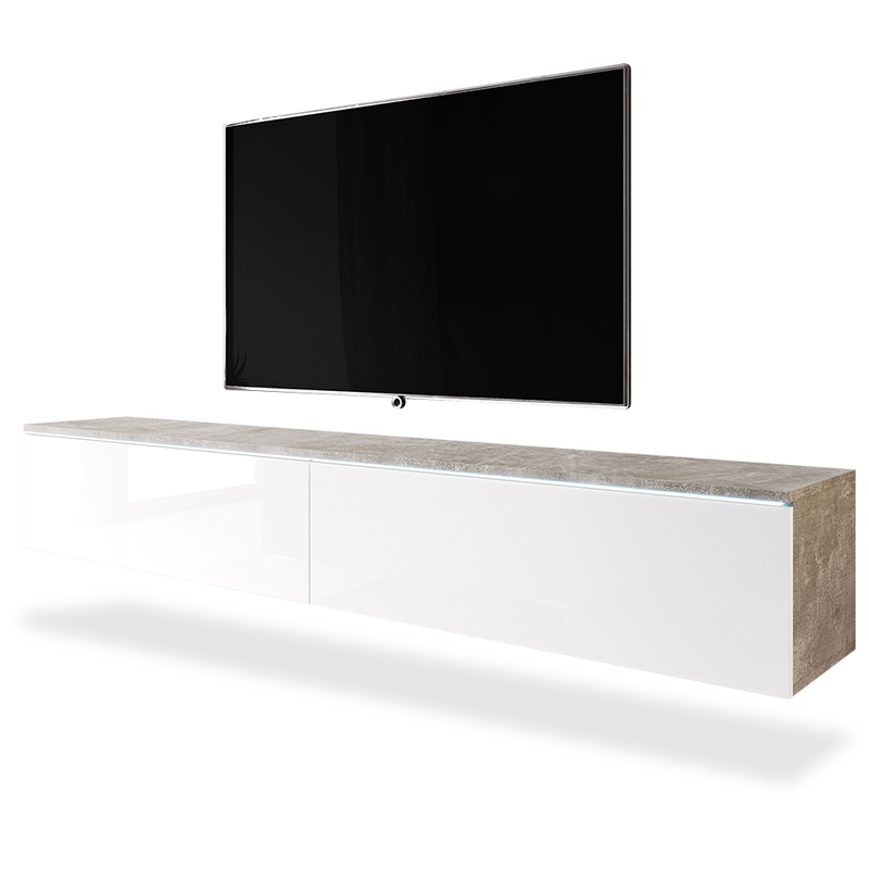 Mueble de TV SELSEY KANE Hormigón, blanco (180 x 33 x 30)