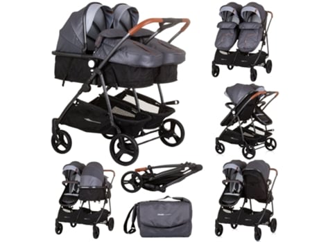 Carrito de bebé gemelar DÚO SMART silver grey CHIPOLINO