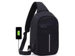 NORTHIX Bolso bandolera antirrobo / Bolso bandolera con toma USB - Negro